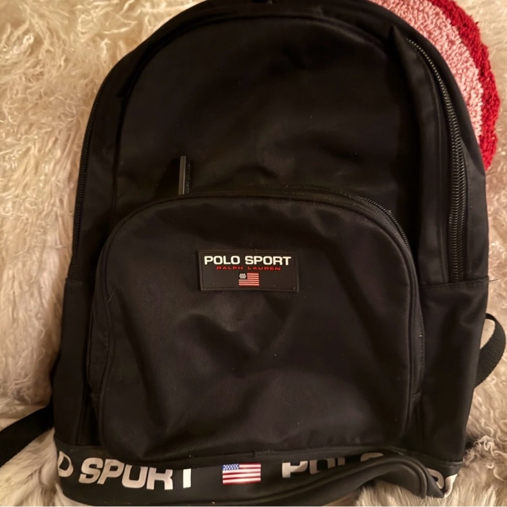 Black Polo by Ralph Lauren Backpack with Durable Fabric and Classic Design